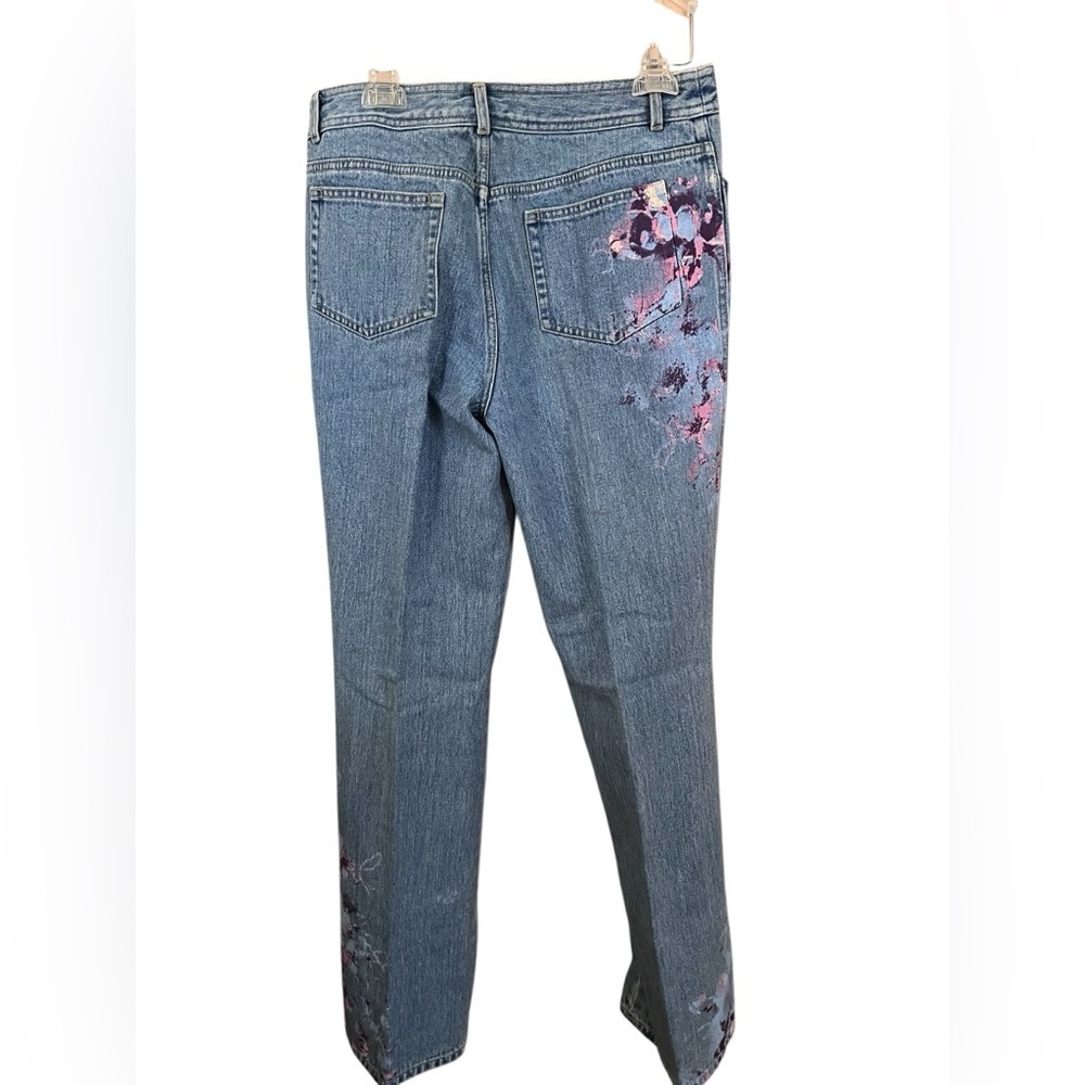 Dana Buchman Abstract Floral Screen Print Jeans NWOT - Picture 2 of 9